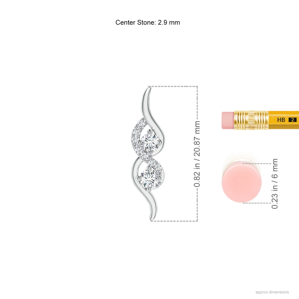 2.9mm GVS2 Two Stone Diamond Swirl Pendant in P950 Platinum ruler