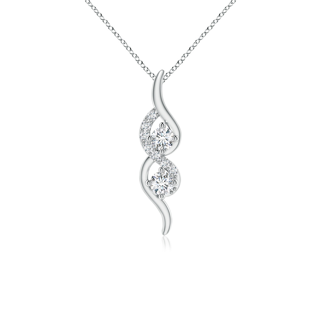 2.9mm GVS2 Two Stone Diamond Swirl Pendant in White Gold