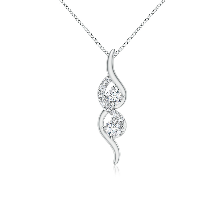 2.9mm GVS2 Two Stone Diamond Swirl Pendant in White Gold 