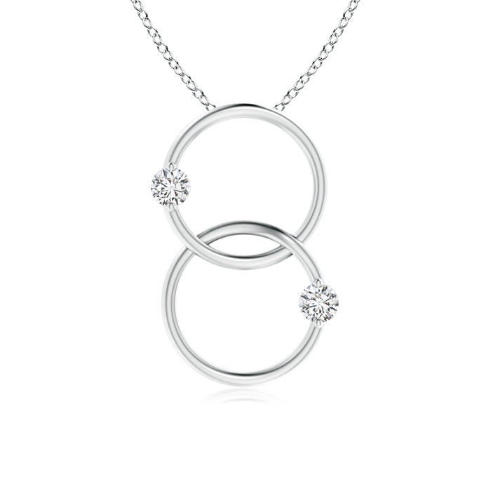 3.2mm HSI2 Two Stone Diamond Interlocking Circle Pendant in White Gold 