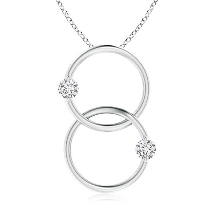 4.1mm HSI2 Two Stone Diamond Interlocking Circle Pendant in White Gold 