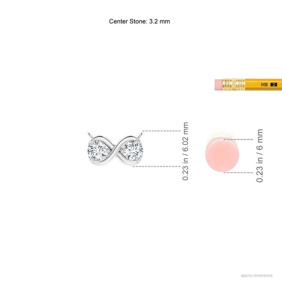 3.2mm GVS2 Double Diamond Infinity Pendant Necklace in P950 Platinum ruler