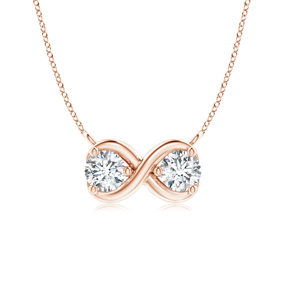 3.2mm GVS2 Double Diamond Infinity Pendant Necklace in Rose Gold 