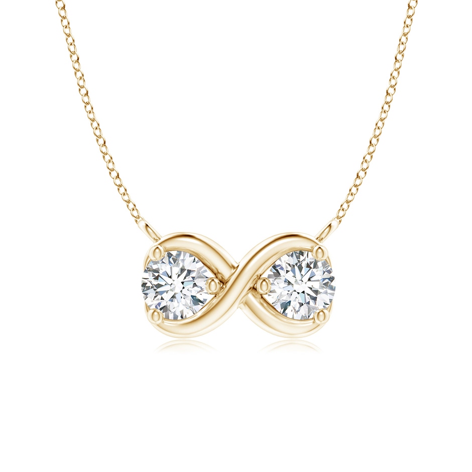 3.2mm GVS2 Double Diamond Infinity Pendant Necklace in Yellow Gold 
