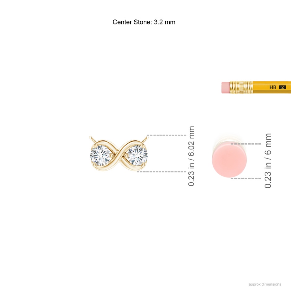 3.2mm GVS2 Double Diamond Infinity Pendant Necklace in Yellow Gold ruler