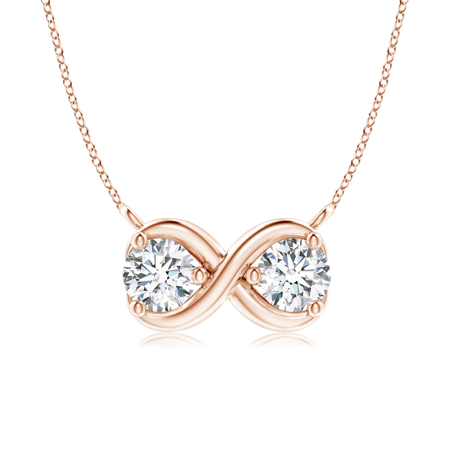 3.6mm GVS2 Double Diamond Infinity Pendant Necklace in Rose Gold