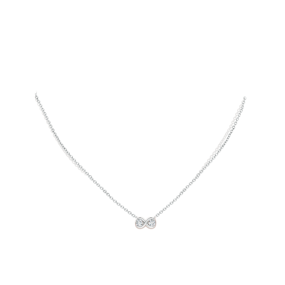 3.6mm GVS2 Double Diamond Infinity Pendant Necklace in White Gold body-neck