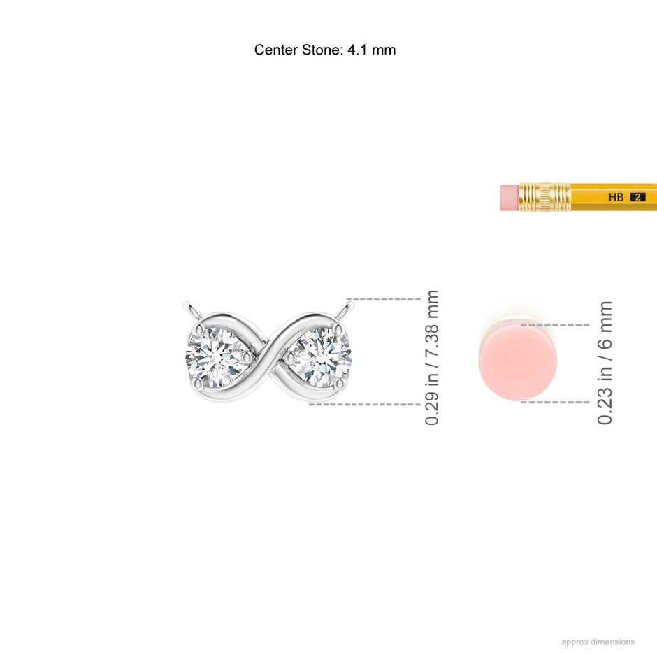 4.1mm GVS2 Double Diamond Infinity Pendant Necklace in P950 Platinum ruler