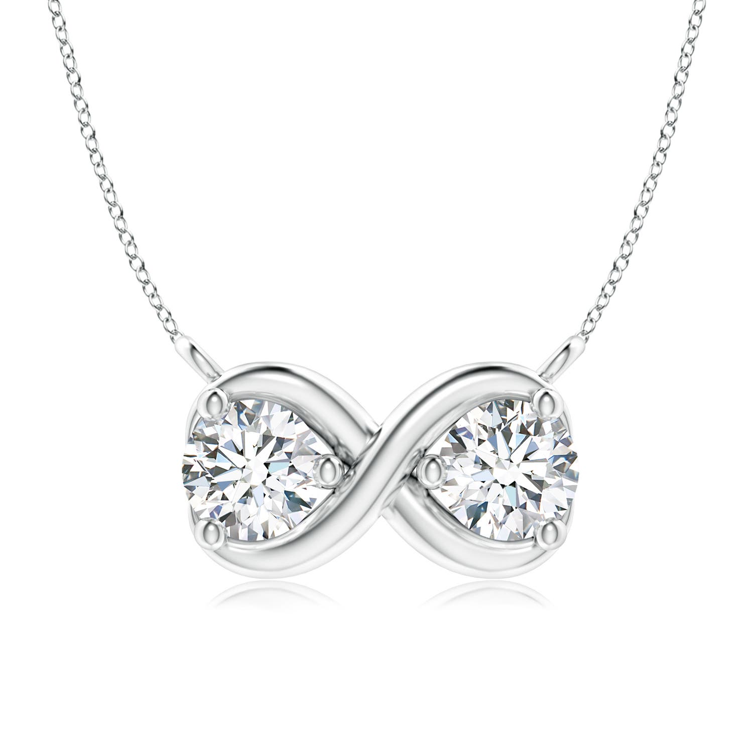 4.1mm GVS2 Double Diamond Infinity Pendant Necklace in White Gold
