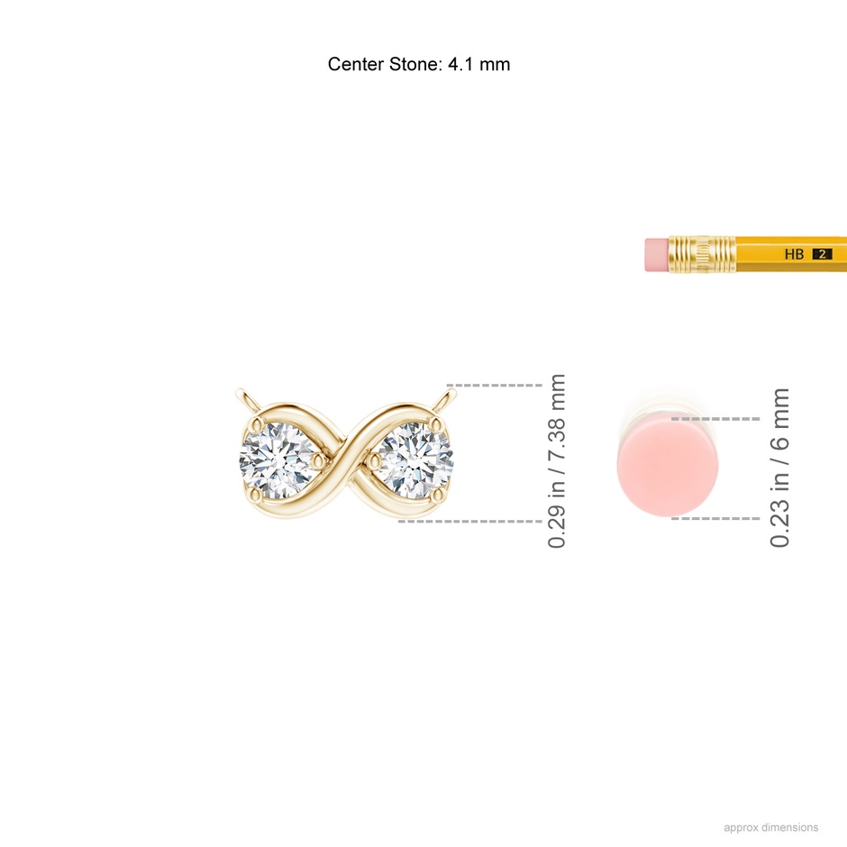 4.1mm GVS2 Double Diamond Infinity Pendant Necklace in Yellow Gold ruler