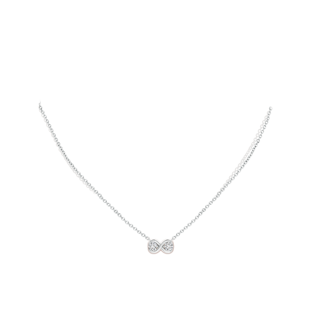 4.1mm HSI2 Double Diamond Infinity Pendant Necklace in White Gold Body-Neck
