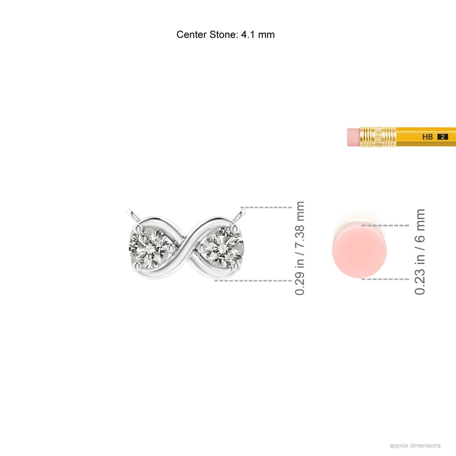 4.1mm KI3 Double Diamond Infinity Pendant Necklace in White Gold ruler