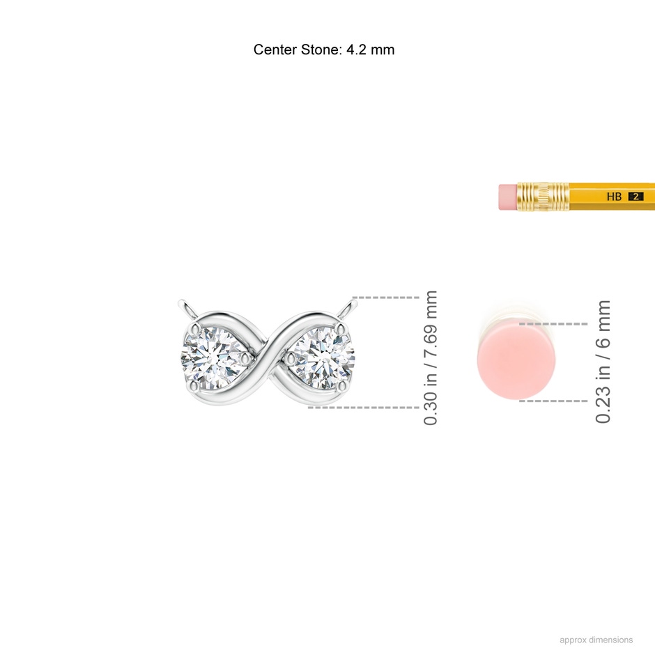 4.2mm GVS2 Double Diamond Infinity Pendant Necklace in White Gold ruler