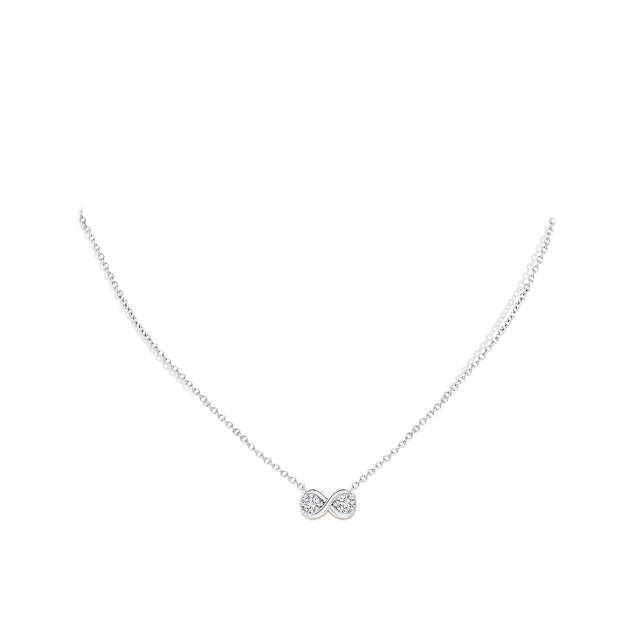 4.2mm HSI2 Double Diamond Infinity Pendant Necklace in White Gold body-neck