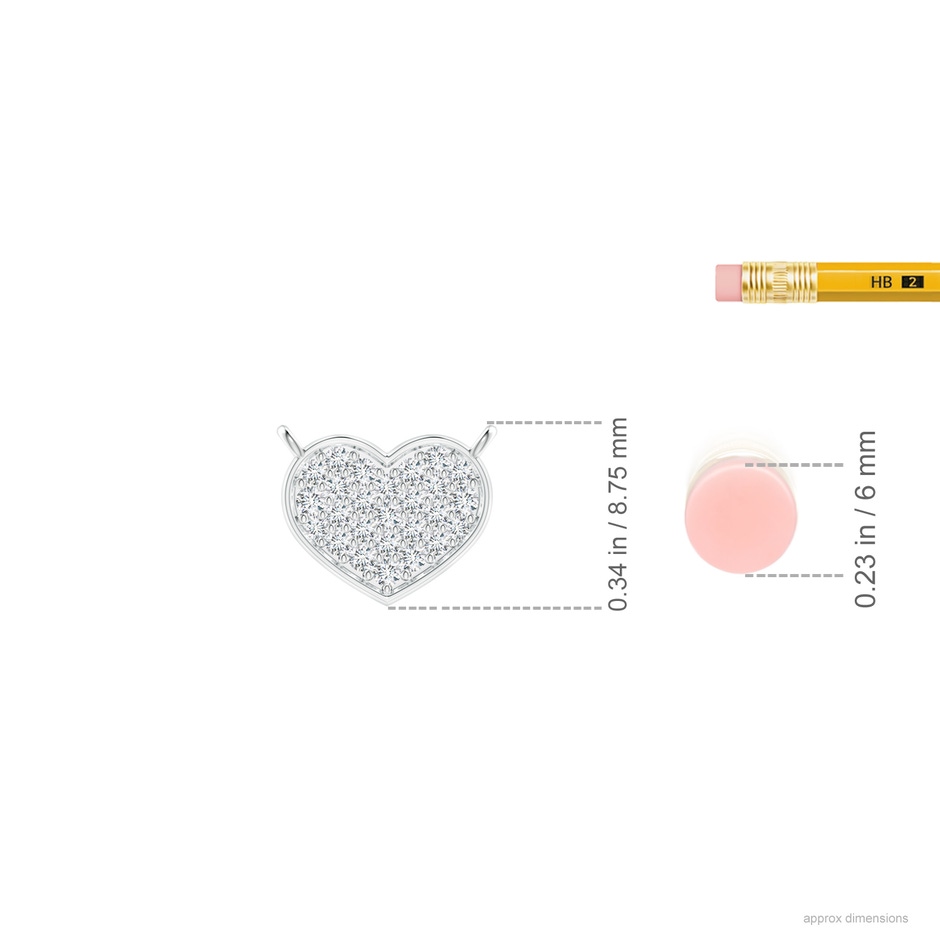 1.2mm GVS2 Diamond Clustre Heart Pendant Necklace in P950 Platinum ruler