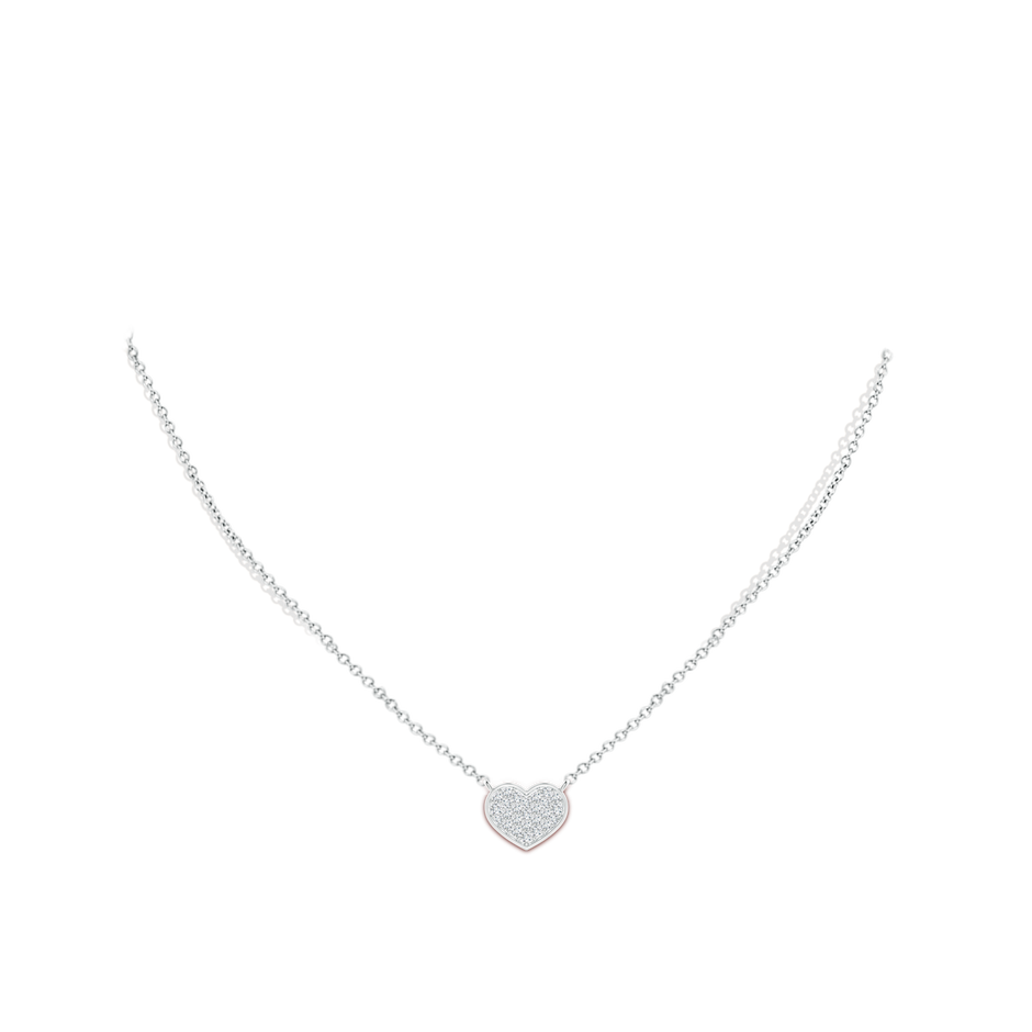 1.2mm GVS2 Diamond Clustre Heart Pendant Necklace in P950 Platinum body-neck