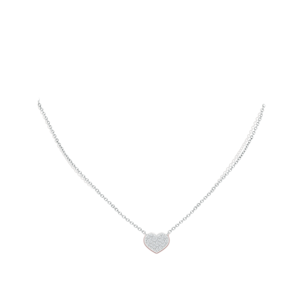 1.2mm GVS2 Diamond Clustre Heart Pendant Necklace in White Gold Body-Neck