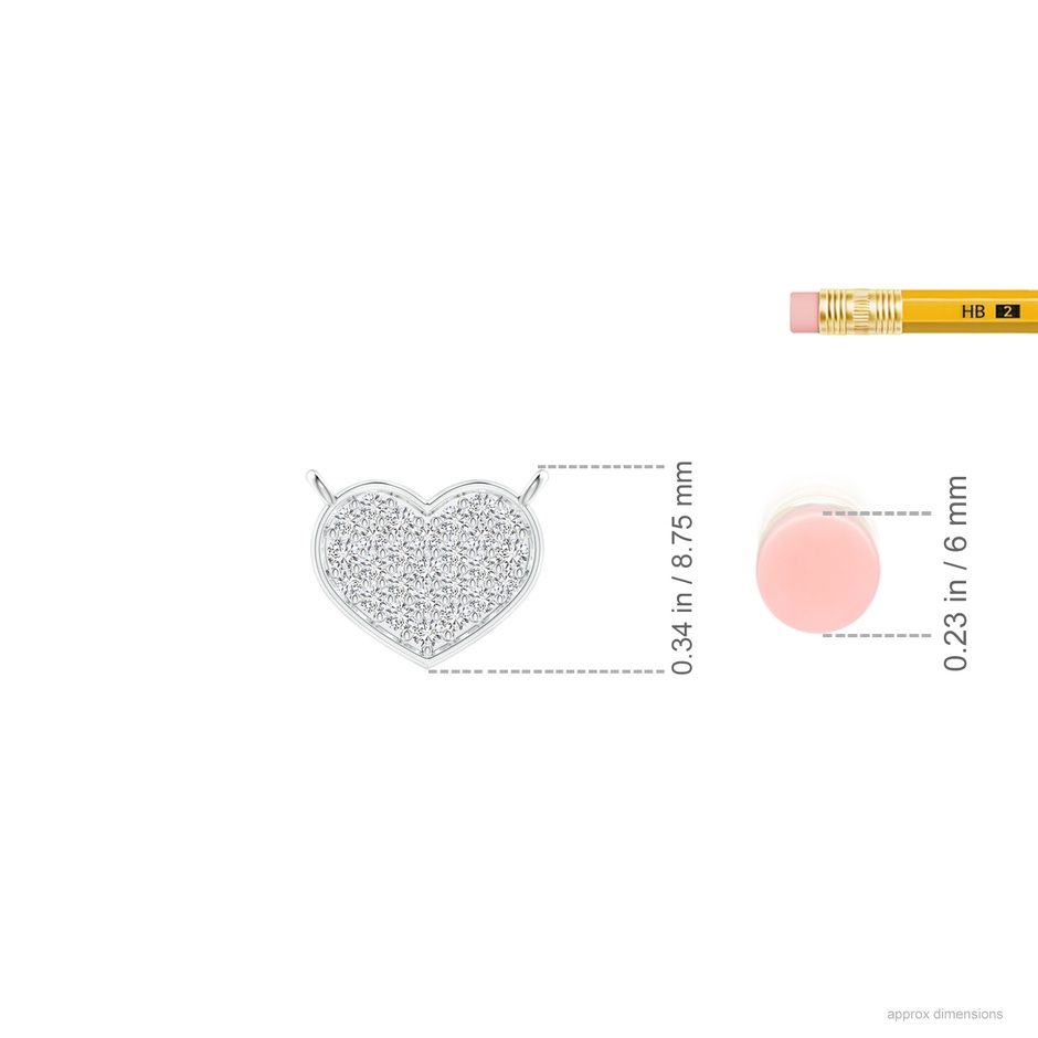 1.2mm HSI2 Diamond Cluster Heart Pendant Necklace in P950 Platinum ruler