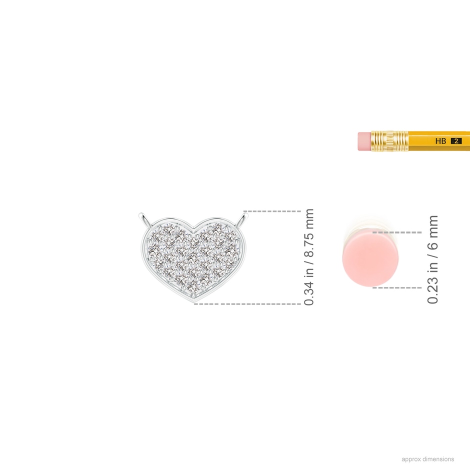 1.2mm IJI1I2 Diamond Cluster Heart Pendant Necklace in P950 Platinum ruler