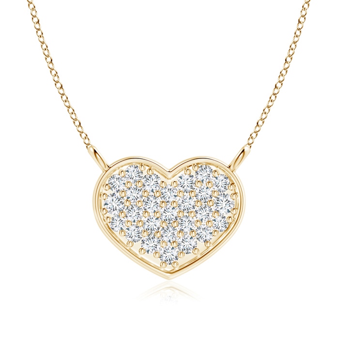 1.4mm GVS2 Diamond Clustre Heart Pendant Necklace in Yellow Gold