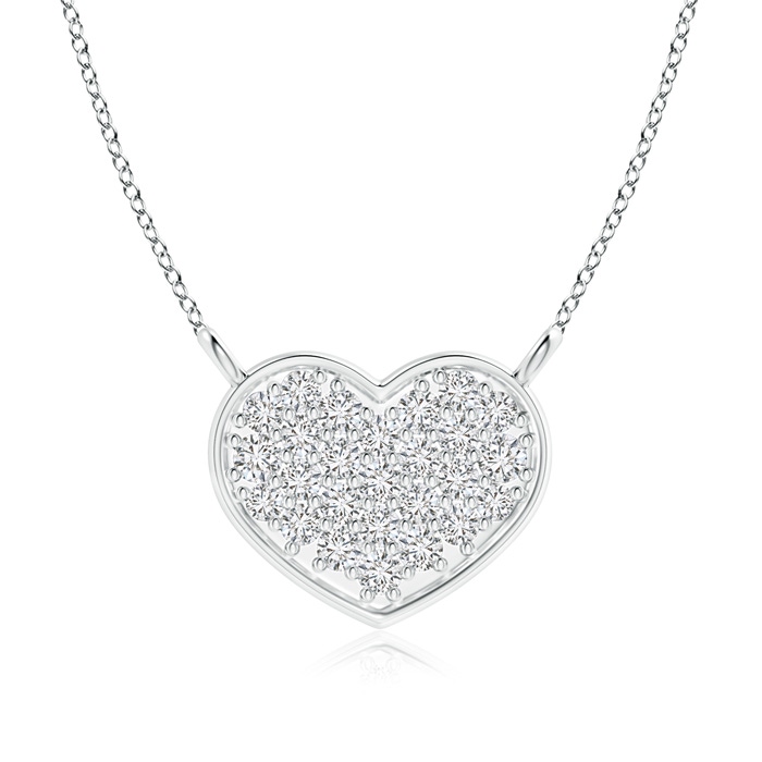 1.4mm HSI2 Diamond Cluster Heart Pendant Necklace in White Gold 