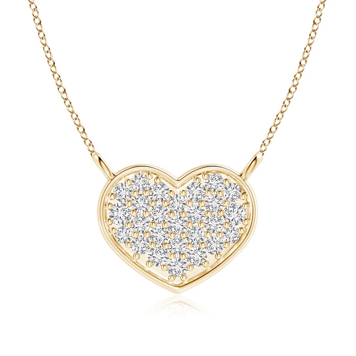 1.4mm HSI2 Diamond Clustre Heart Pendant Necklace in Yellow Gold 