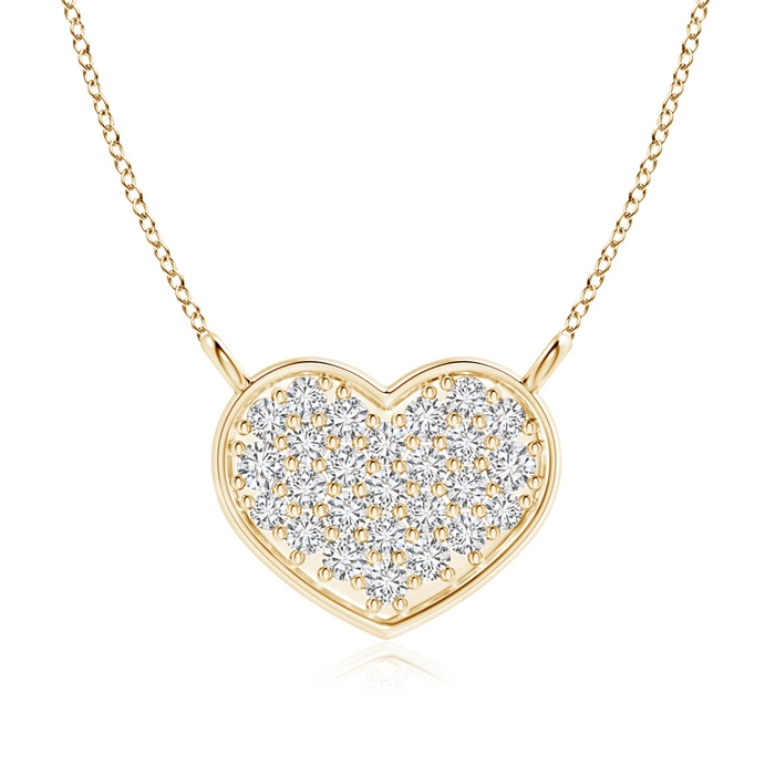 1.4mm HSI2 Diamond Clustre Heart Pendant Necklace in Yellow Gold