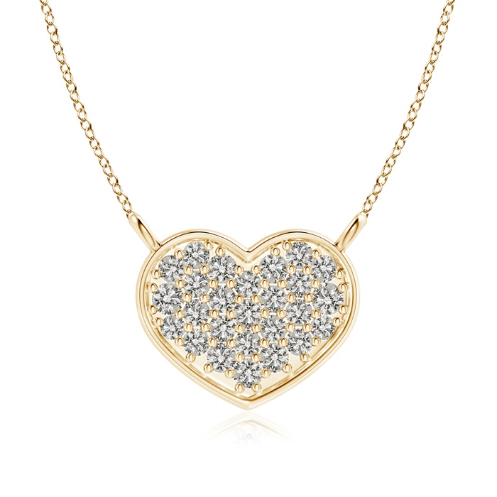 1.4mm KI3 Diamond Clustre Heart Pendant Necklace in Yellow Gold 
