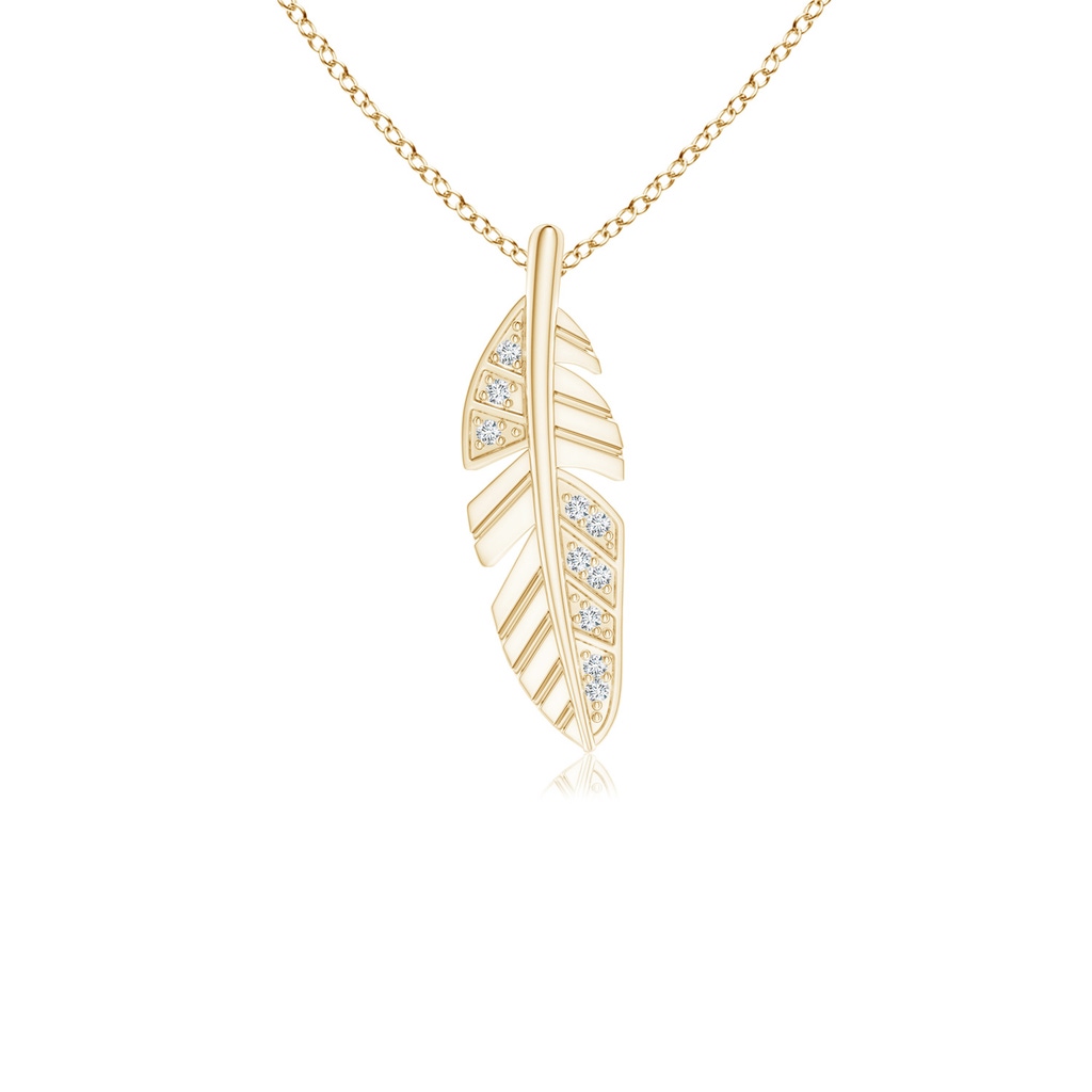 0.9mm GVS2 Diamond Encrusted Leaf Pendant in Yellow Gold