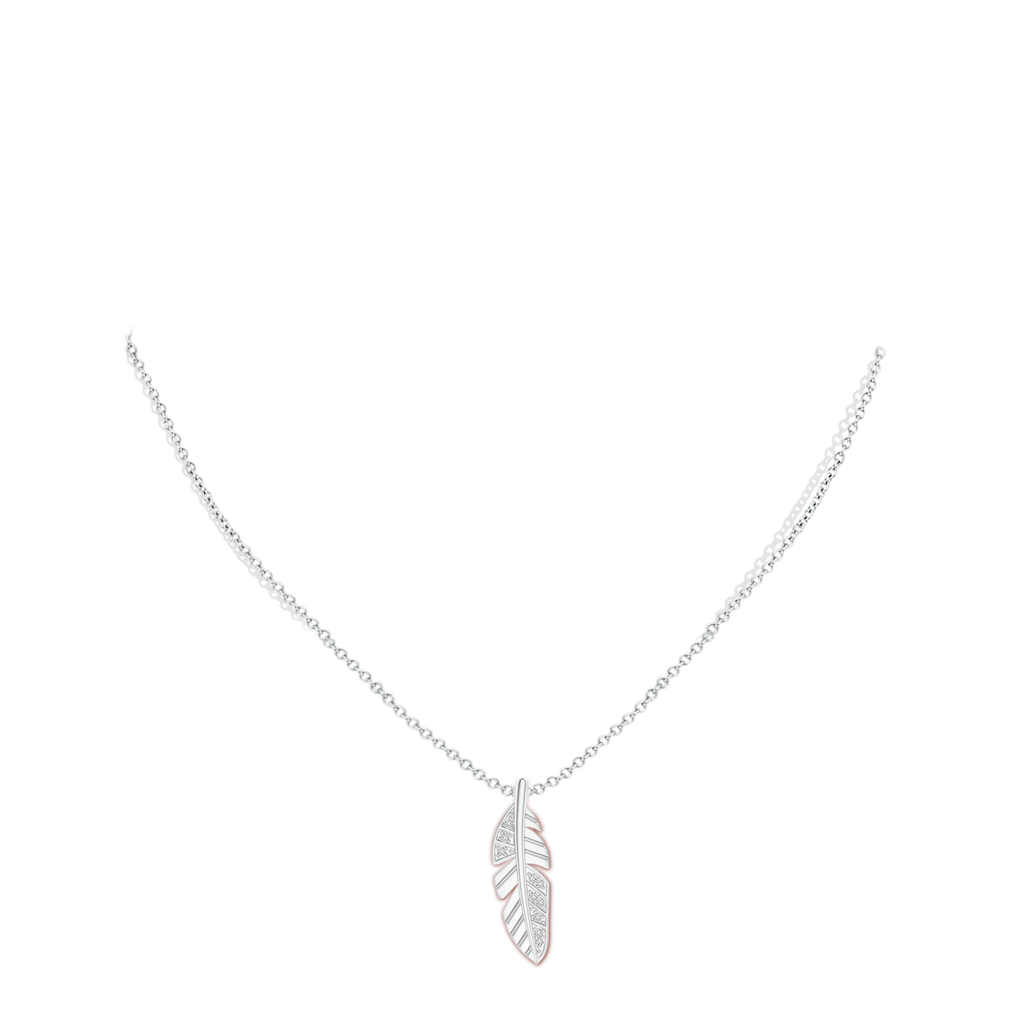 1.1mm HSI2 Diamond Encrusted Leaf Pendant in White Gold Body-Neck