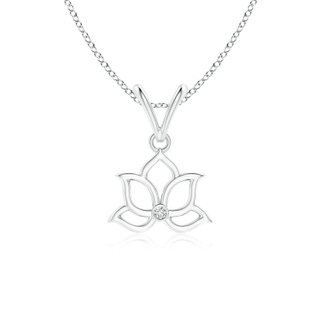 1.3mm HSI2 Bezel-Set Diamond Lotus Flower Pendant in White Gold