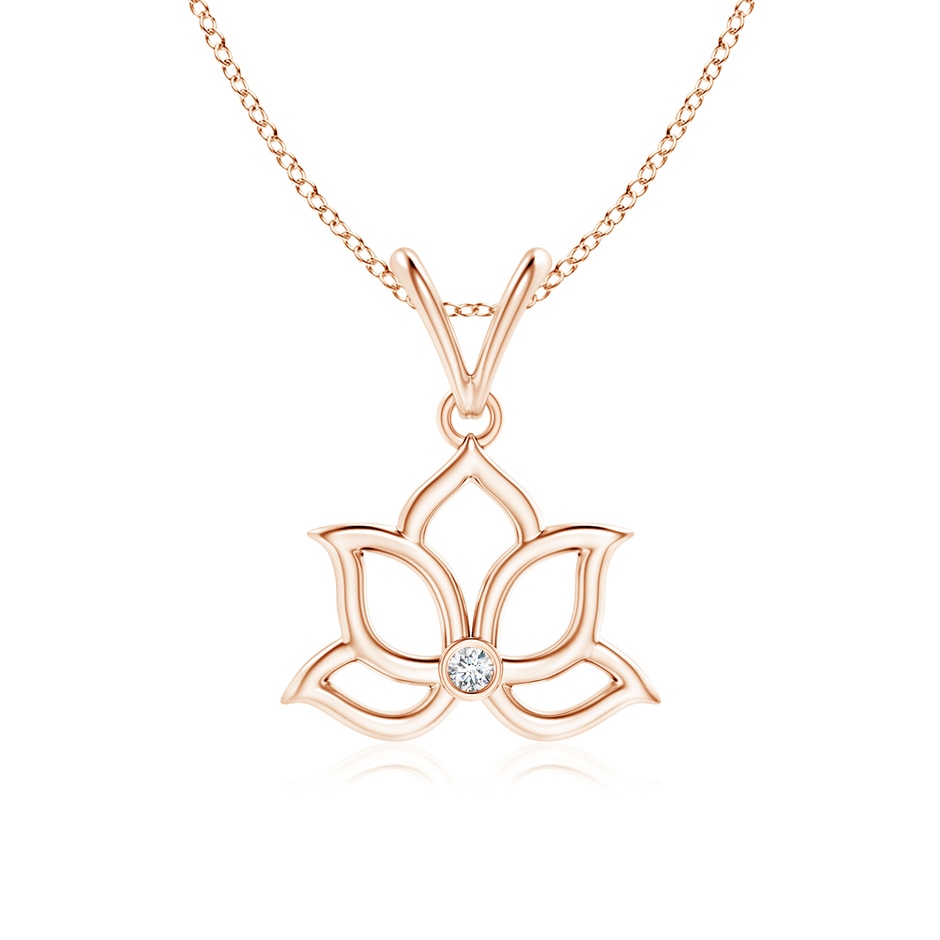 1.6mm GVS2 Bezel-Set Diamond Lotus Flower Pendant in 18K Rose Gold 
