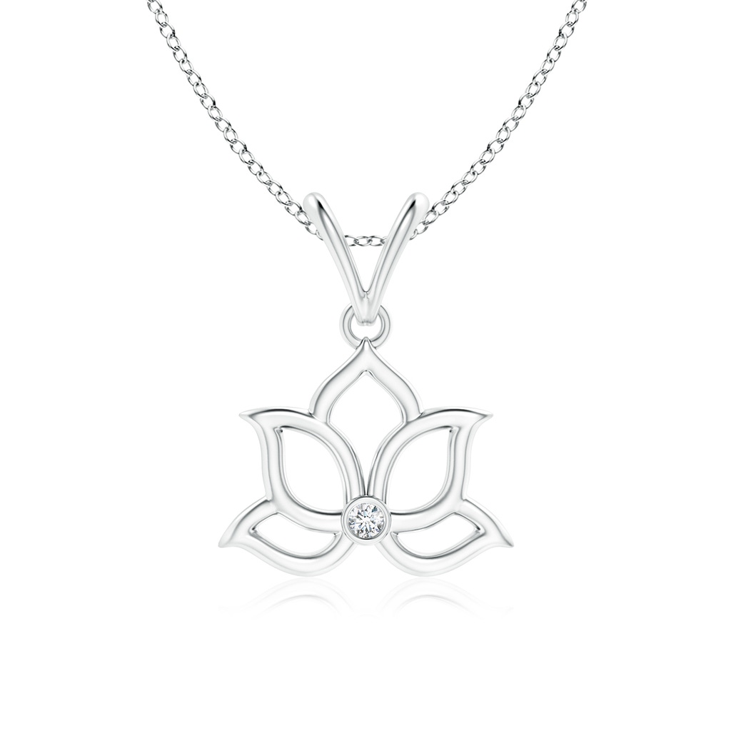 1.6mm GVS2 Bezel-Set Diamond Lotus Flower Pendant in 18K White Gold