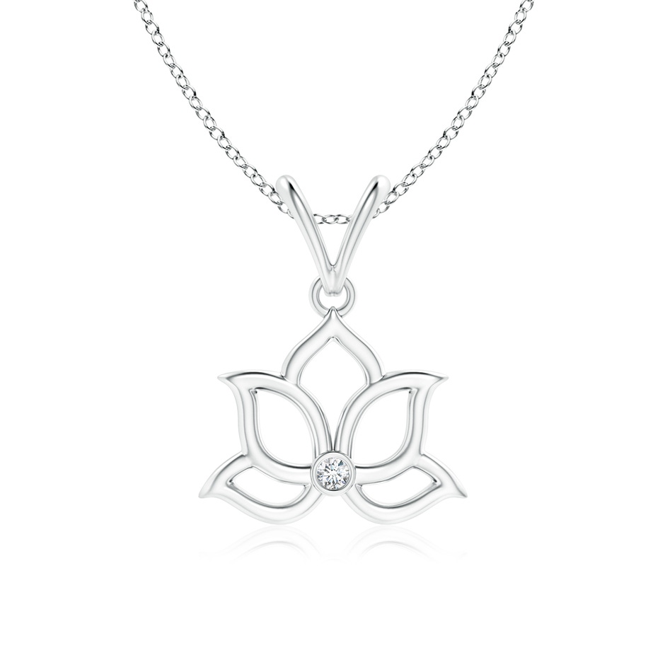 1.6mm GVS2 Bezel-Set Diamond Lotus Flower Pendant in 18K White Gold 