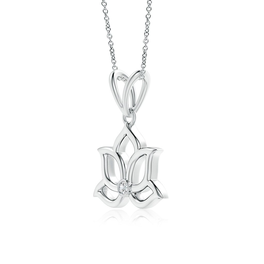 1.6mm GVS2 Bezel-Set Diamond Lotus Flower Pendant in 18K White Gold - side 199