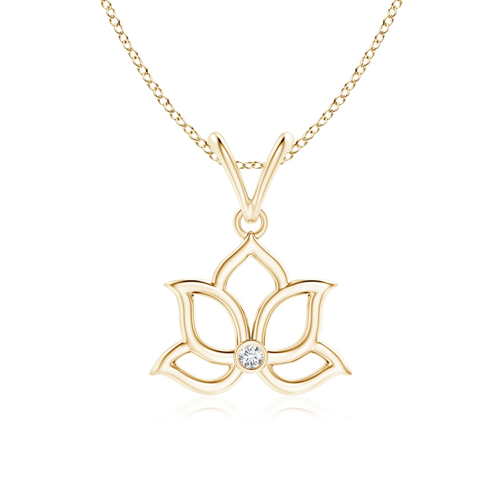 1.6mm GVS2 Bezel-Set Diamond Lotus Flower Pendant in Yellow Gold
