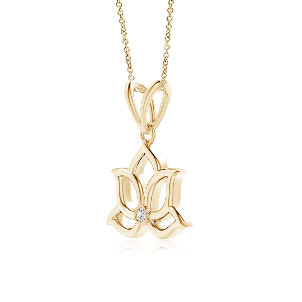1.6mm GVS2 Bezel-Set Diamond Lotus Flower Pendant in Yellow Gold - side 199