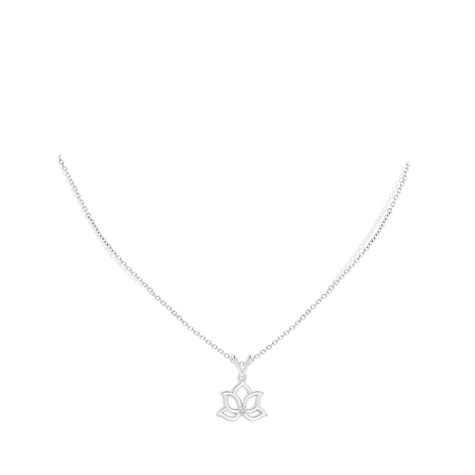1.6mm HSI2 Bezel-Set Diamond Lotus Flower Pendant in 18K White Gold pen