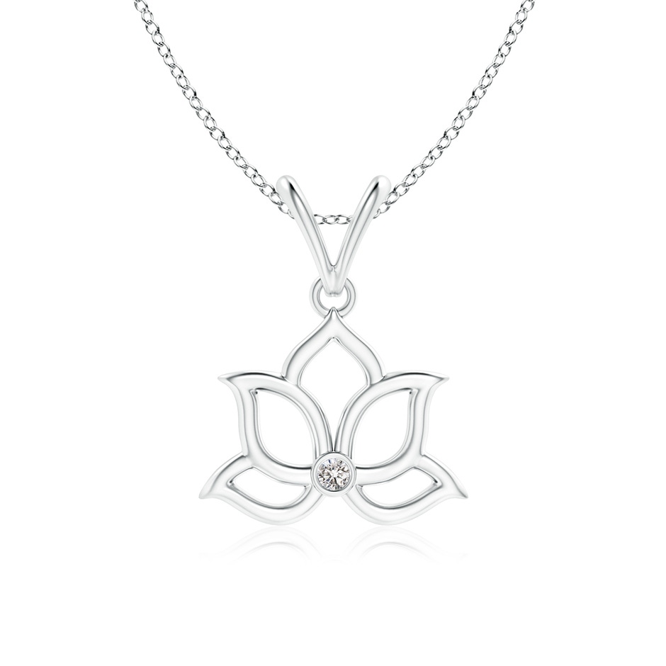 1.6mm IJI1I2 Bezel-Set Diamond Lotus Flower Pendant in 18K White Gold 