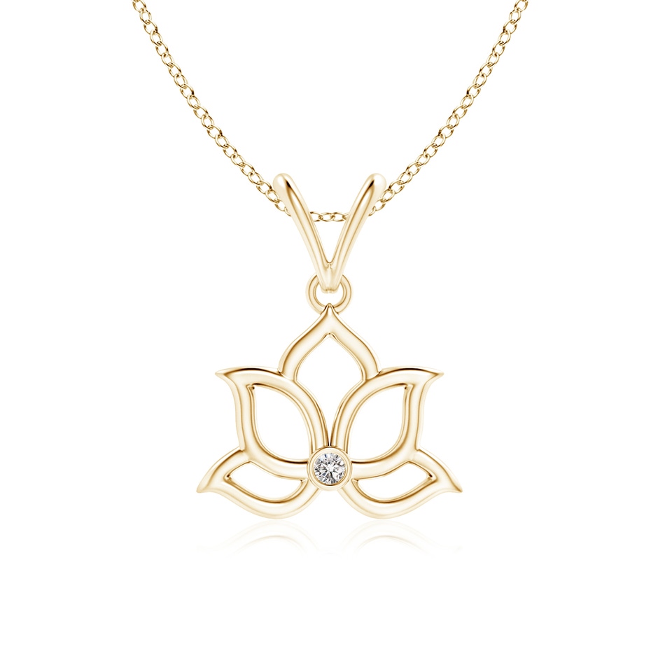 1.6mm IJI1I2 Bezel-Set Diamond Lotus Flower Pendant in 9K Yellow Gold 
