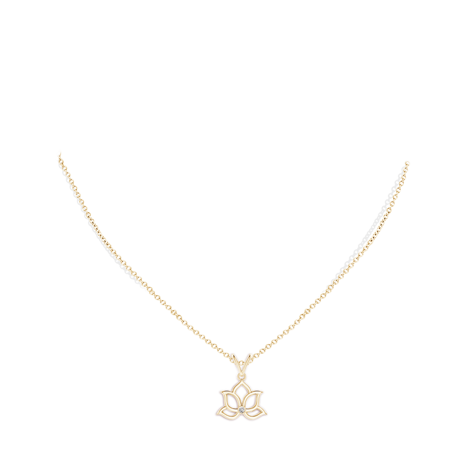 1.6mm IJI1I2 Bezel-Set Diamond Lotus Flower Pendant in 9K Yellow Gold pen