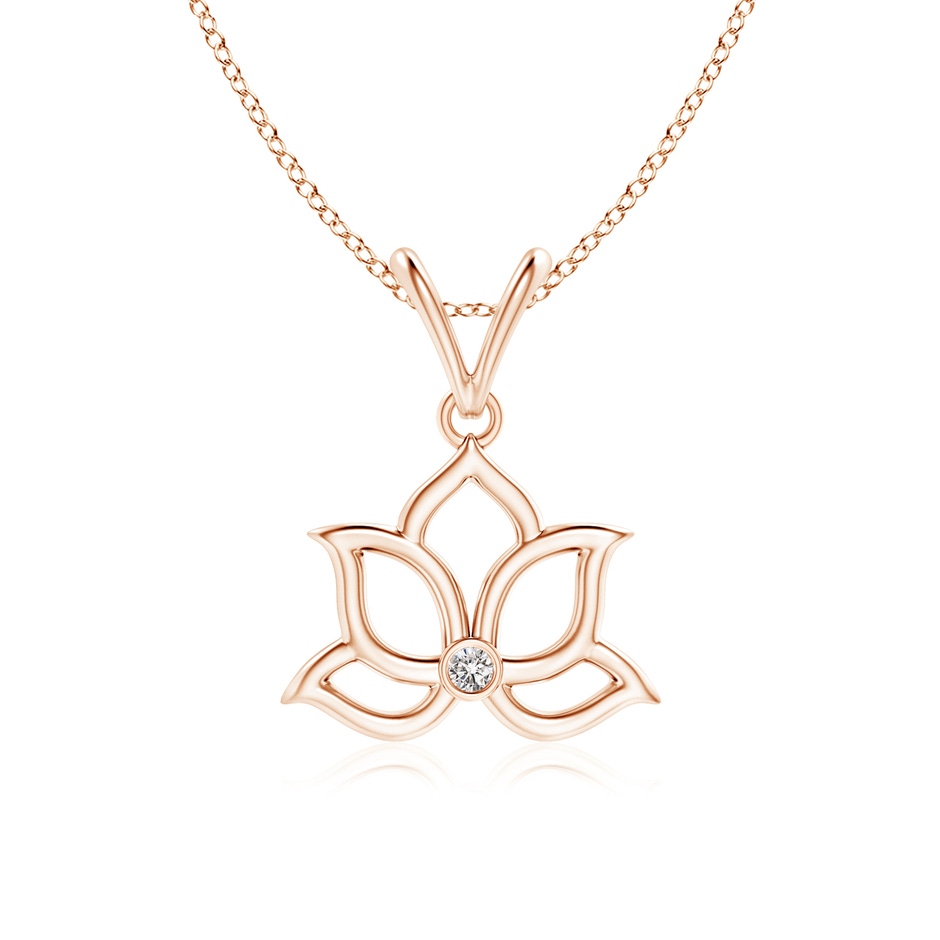 1.6mm IJI1I2 Bezel-Set Diamond Lotus Flower Pendant in Rose Gold 
