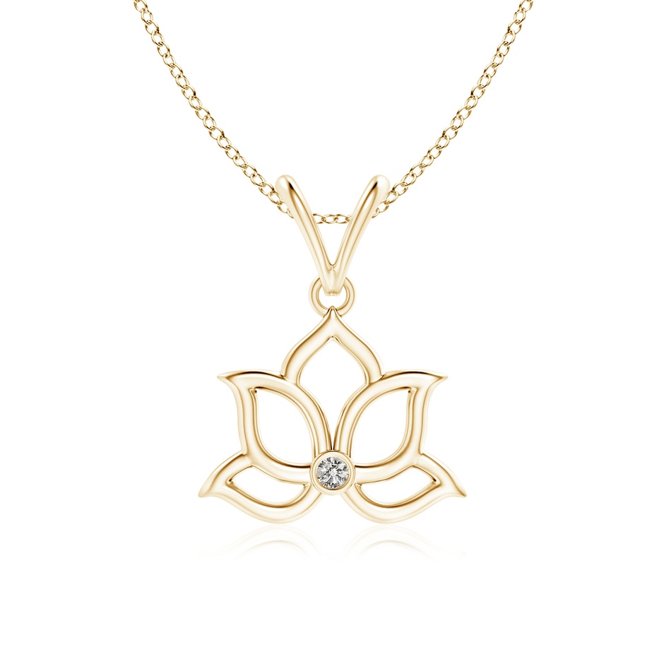 1.6mm KI3 Bezel-Set Diamond Lotus Flower Pendant in 18K Yellow Gold 