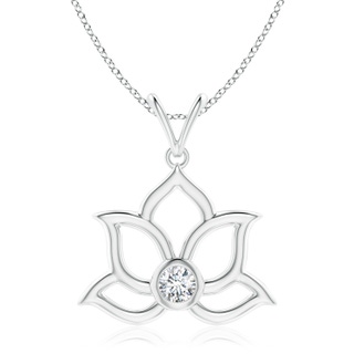 6.4mm GVS2 Bezel-Set Diamond Lotus Flower Pendant in P950 Platinum