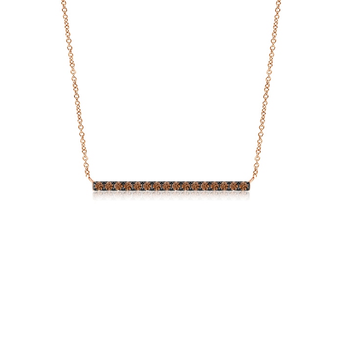 1.3mm AAAA Contemporary Coffee Diamond Bar Necklace in Rose Gold