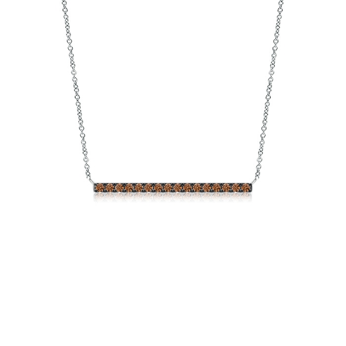 1.3mm AAAA Contemporary Coffee Diamond Bar Necklace in White Gold