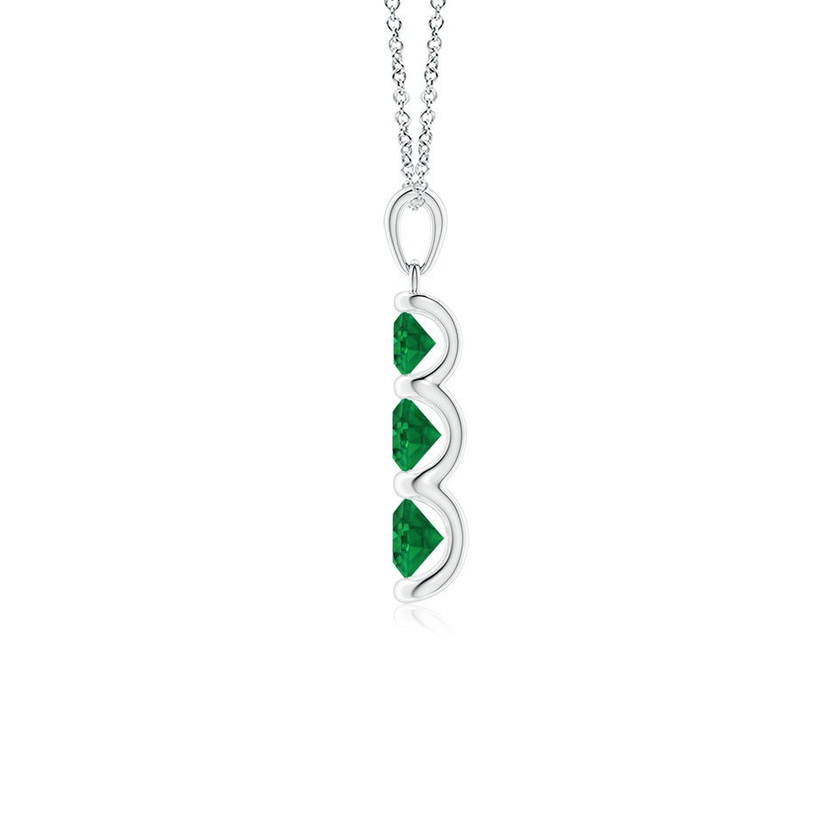 5mm AAA Three Stone Round Emerald Journey Pendant in White Gold side 199