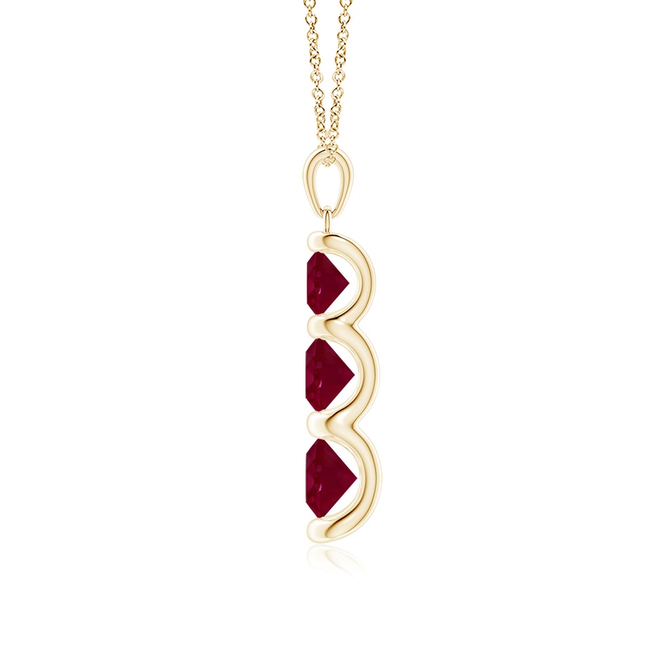6mm A Three Stone Round Ruby Journey Pendant in Yellow Gold side 199