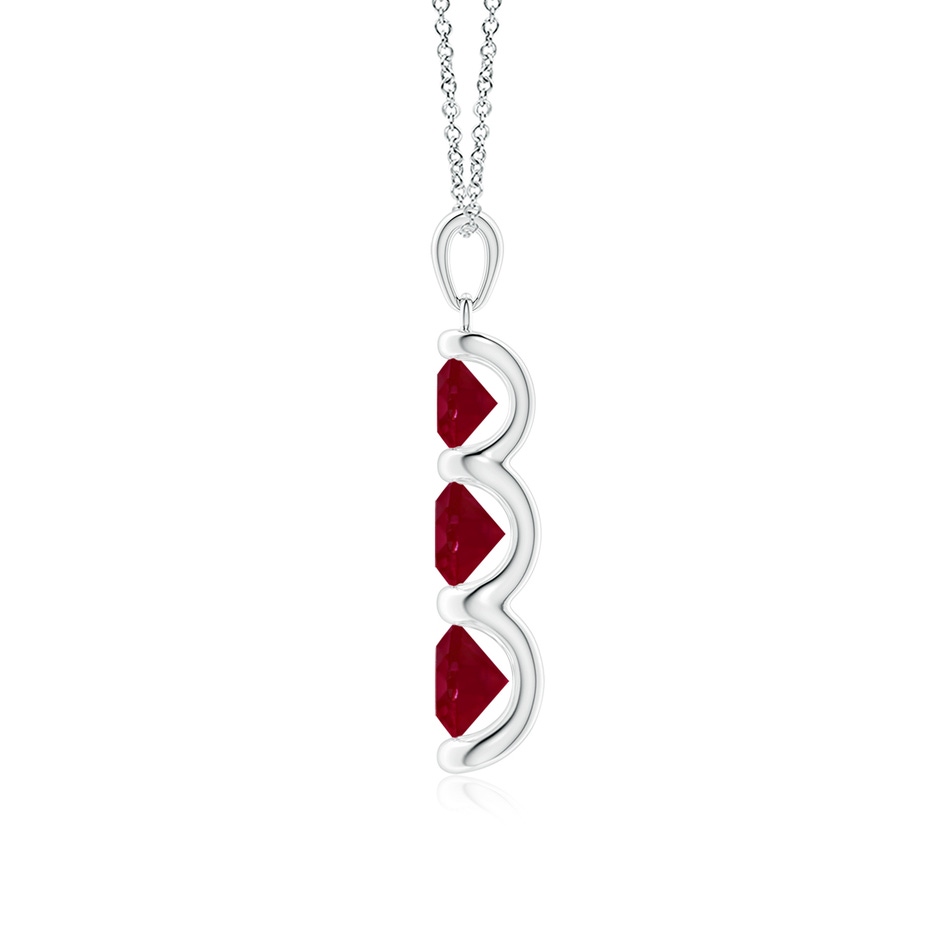 6mm AA Three Stone Round Ruby Journey Pendant in White Gold side 199