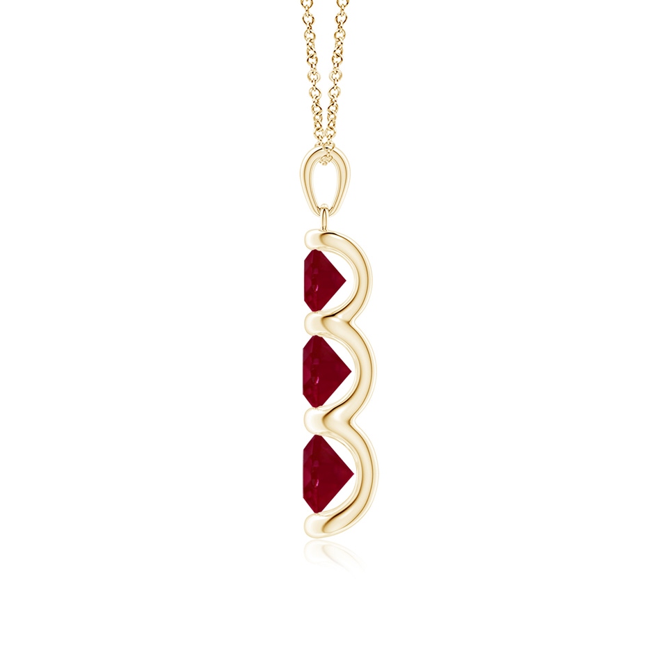 6mm AA Three Stone Round Ruby Journey Pendant in Yellow Gold side 199